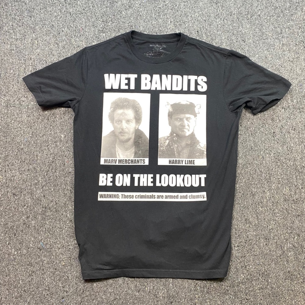 Home Alone Wet Bandits TShirt Sz M Mens Black Streetwear Movie Promo Mugshot Tee